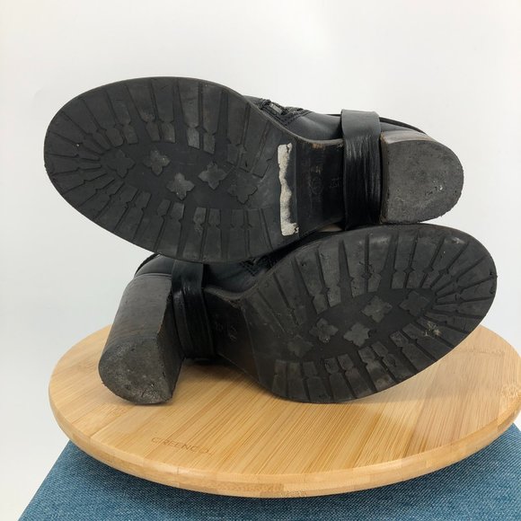 Allsaints jules Block heeled black Leather biker boots in EU 39 buckle wrap - Picture 4 of 16